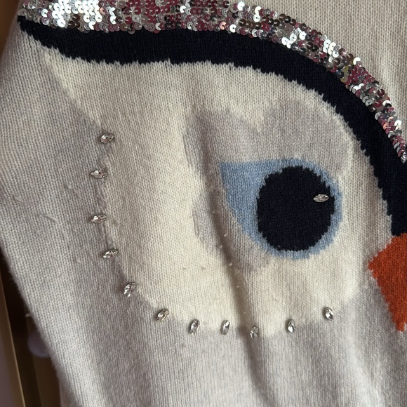 Kate Spade Cream Owl Sweater with Sequin Details - Picture 3 of 5